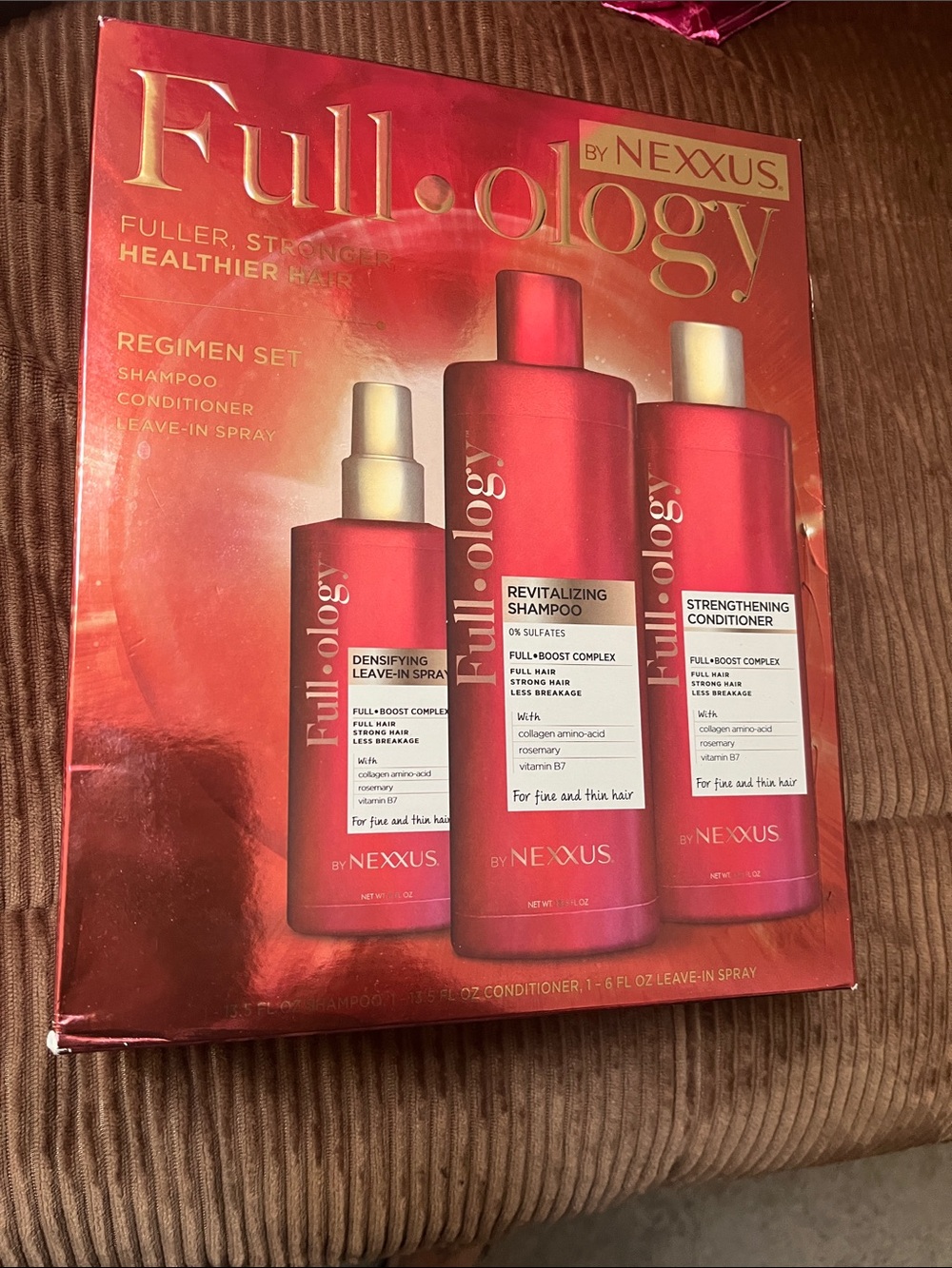 Nexx Full.ology Shampoo, Conditioner & Serum Set - Red with Gold Accents